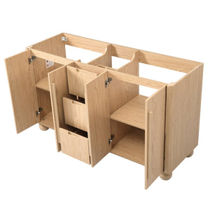 English Elm [cabinet Only] 58 Inch Double Sink Vanity Base Wood Grain Mdf Soft Close Storage N759S425429N