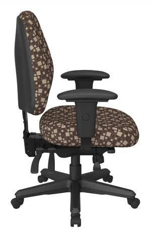OSP Home Furnishings Ergonomics Chair Adjustable Lumbar Support Seat for Productive Home Office Comfort Walnut 43808-K110