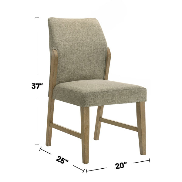 English Elm Set Of 2 Linen Upholstered Dining Chairs – Beige & Rustic Oak For Modern Farmhouse Elegance B016P392432-GIGA
