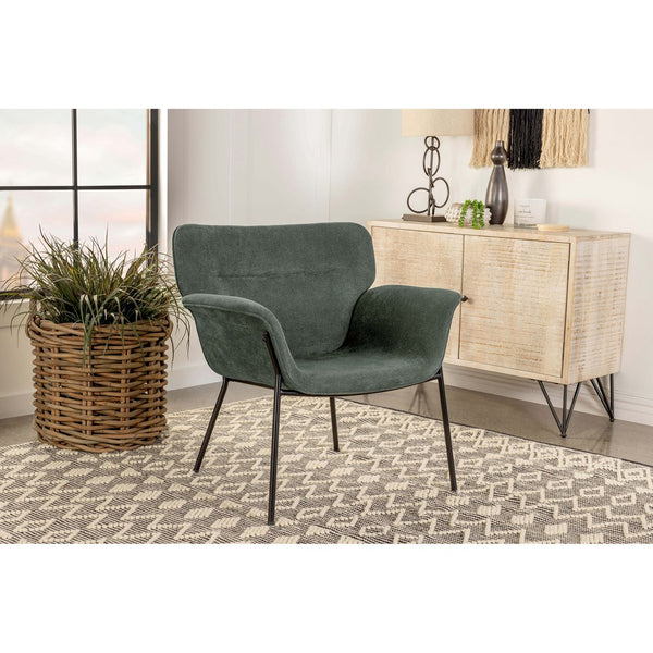 English Elm Davina Ivy Upholstered Flared Arm Accent Chair with Plush Upholstery, Sleek Metal Legs, Romantic Style B062P344976