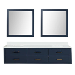 English Elm Blue Double Bath Vanity Set With Cultured Marble Top & 36" Mirrors - Stylish, Durable & Functional Design B2731S01582
