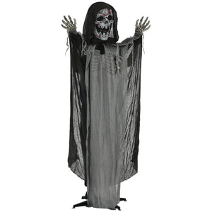 English Elm Outsunny Inflatable 5ft Pumpkin Grim Reaper with Bright LED Lights, Waterproof Yard Décor for Halloween Grey W2225P217527