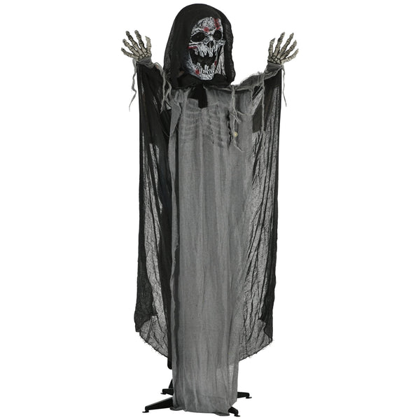 English Elm Outsunny Inflatable 5ft Pumpkin Grim Reaper with Bright LED Lights, Waterproof Yard Décor for Halloween Grey W2225P217527