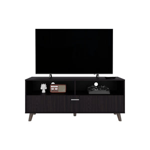 English Elm Coy Modern TV Stand for Living Room in Black - Engineered Wood, Open Shelves, Angled Legs, Sleek Storage (59.45") B092P315565