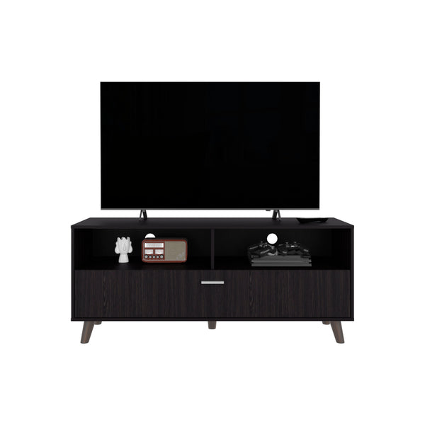 English Elm Coy Modern TV Stand for Living Room in Black - Engineered Wood, Open Shelves, Angled Legs, Sleek Storage (59.45") B092P315565