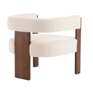 English Elm Christopher Knight Home® - Modern Boucle Upholstered Accent Armchair with Barrel Back, Walnut Legs, Plush Texture for Living Room Comfort Beige,Walnut 29.5 L x 25.5 W x 14.5 H N776P205886B