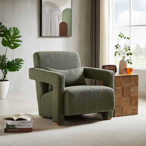 English Elm Mirod Geometric Accent Chair Set of 2 with Lumbar Support and Square Wood Legs N760S0000035C