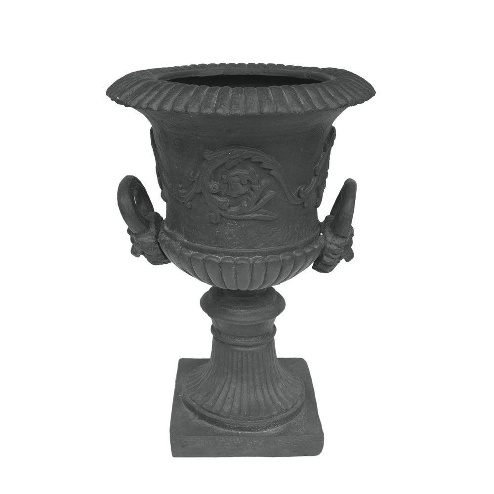 English Elm Mgo Roman Urn Planter Faux Stone Botanical Relief Pedestal Base Outdoor Patio 63402.00GRY