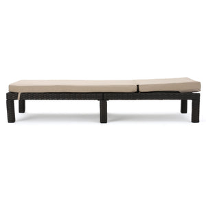 English Elm Christopher Knight Home® - PUERTA Chaise Lounge with Water-Repellent Beige Cushion, Dark Brown PE Rattan Frame, All-Season Comfort N775P247421B
