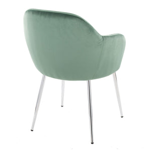 English Elm Dining Chair Set of 2 Velvet Upholstered Tapered Metal Legs Contemporary Style Green B202P471291