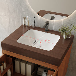 English Elm Mid-century Freestanding Bathroom Vanity Marble Stone Top Ceramic Sink Gold Legs W3136S00064
