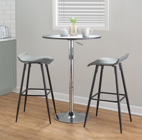English Elm Contemporary Hydraulic Lift Bar Table with Wooden Top and Matte Black Metal Base B202P223299
