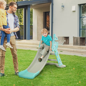 English Elm Qaba Foldable Toddler Slide and Basketball Hoop Playset with Deer Design Hdpe W2225P200820