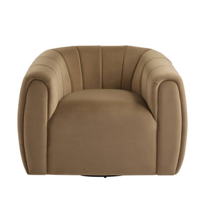 English Elm Christopher Knight Home® - Swivel Velvet Club Chair with Semi-Circular Tub Back, 360° Rotation, Plush Iron Frame Comfort Camel 37.8 L x 33.46 W x 27.17 H N776P264952B
