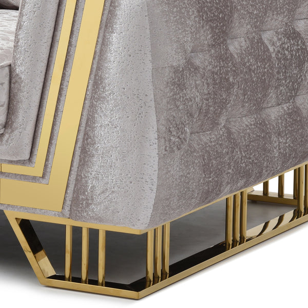 English Elm Rebecca Glam Tufted Loveseat with Gold Trim Shimmering Fabric and Hollywood Elegance B078P468202
