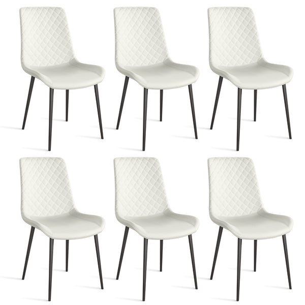 English Elm White PU Leather Dining Chair with Metal Legs, Wave Upholstered Armless Seat — Durable, Comfort-Focused Design White T3967P383018