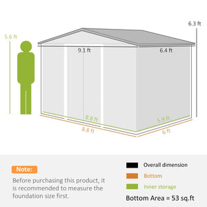 English Elm Spacious Galvanized Steel Outdoor Storage Shed with Sliding Doors and Weather Protection T3971S00118