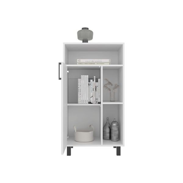 English Elm Lakin Modern Shoe Rack Storage Bench with Cabinet & Cubbies, White Engineered Wood Organizer B092P315576