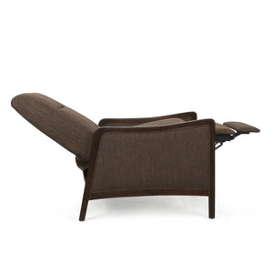 English Elm Christopher Knight Home® - Fabric Recliner Chair Mid-Century Push-Back Upholstered Armchair with Thick Cushion and Birch Frame Brown 70449.00BRN