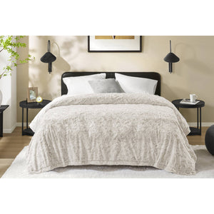 JLA Home Madison Park - Faux ultra-soft reversible faux fur blanket with faux mink reverse, machine washable, OEKO-TEX safe Grey MP51-8532