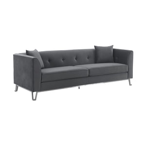 English Elm Wynnora 90" Gray Fabric Sofa with Plush Cushions, Brushed Stainless Legs, 750 lb Capacity, No Assembly B2736P354354