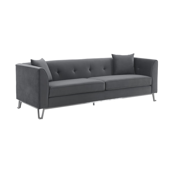 English Elm Wynnora 90" Gray Fabric Sofa with Plush Cushions, Brushed Stainless Legs, 750 lb Capacity, No Assembly B2736P354354
