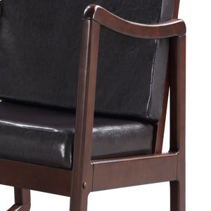English Elm Dark Brown Faux Leather Rocking Chair with Removable Cushions, Espresso Frame, Modern Comfort (94) B062P184513