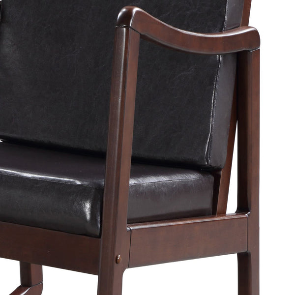 English Elm Dark Brown Faux Leather Rocking Chair with Removable Cushions, Espresso Frame, Modern Comfort (94) B062P184513