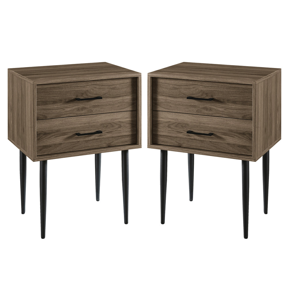 2 Piece 20" Two-Drawer Nightstand - Dark Walnut AF20OLI2DDW-2PK Walker Edison