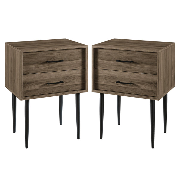 2 Piece 20" Two-Drawer Nightstand - Slate Grey AF20OLI2DSG-2PK Walker Edison