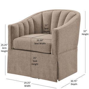 English Elm Solitude Skirted Swivel Accent Chair with Channel Tufting, Durable Polyester, 360° Metal Swivel, Plush Coil Seat Stone Gray B050P390593