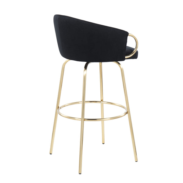 English Elm Contemporary Velvet Swivel Barstools with Gold Frame Glam Seating for Home Bar Set of 2 B202S00503