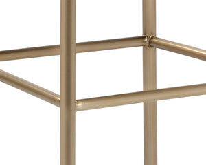 Sunpan Lavania Elegant Two-Toned Fabric Stool with Antique Brass Finish for Modern Home Décor and Comfort Bar Height