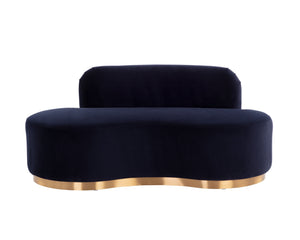 Sunpan Cassey Bench – Contemporary Curved Design with Gold Stainless Steel Base for Stunning Home Appeal Meg Indigo