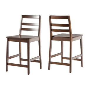 Solid Wood Ladder Back Counter Stool - Set of 2 Walnut ERKD7DWTVS Walker Edison