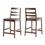 Solid Wood Ladder Back Counter Stool - Set of 2 Walnut ERKD7DWTVS Walker Edison