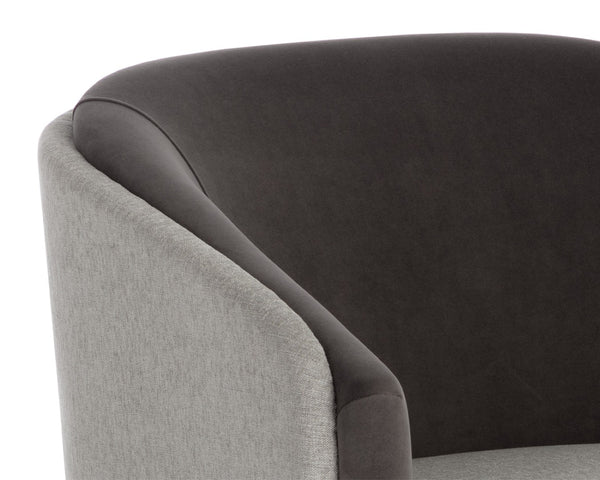 Sunpan SHEVA Armchair - Elegant Barrel-Back Design in Ernst Sandstone & Meg Ash for Modern Interiors 110340