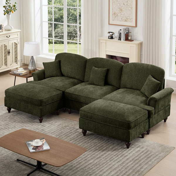English Elm Classic Comfy Modular U-Shape Sectional Sofa - Elegant Chenille Couch With Flared Arms & Versatile Design W3041S00268