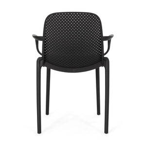 English Elm Christopher Knight Home® - GARDENIA Weather-Resistant Outdoor Dining Chair with Perforated Modern Design and Durable Polypropylene Frame Black 33.5 L x 23.5 W x 23.5 H 68521.00BLK