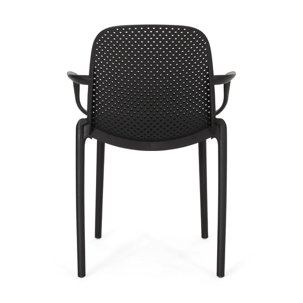 English Elm Christopher Knight Home® - GARDENIA Weather-Resistant Outdoor Dining Chair with Perforated Modern Design and Durable Polypropylene Frame Black 33.5 L x 23.5 W x 23.5 H 68521.00BLK
