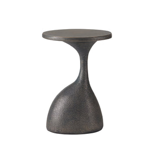 English Elm Outdoor Handcrafted Mgo Oval Side Table with Sculpted Base and Copper Artisan Finish N772P379525C