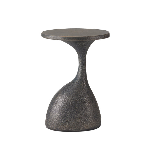 English Elm Outdoor Handcrafted Mgo Oval Side Table with Sculpted Base and Copper Artisan Finish N772P379525C