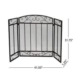 English Elm Christopher Knight Home® - FIRE Decorative Iron Fireplace Screen with Durable Mesh Shield and Classic Curved Frame for Safety and Style Black+Gold 65184.00