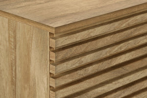 English Elm Tv Stand 72" Walnut Laminate Media Console with Sliding Doors, Open Shelves, Cable Management, Retro Legs B2710P219124