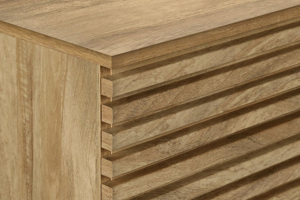 English Elm Tv Stand 72" Walnut Laminate Media Console with Sliding Doors, Open Shelves, Cable Management, Retro Legs B2710P219124