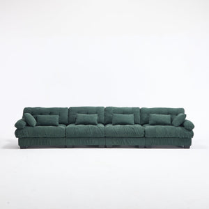 English Elm Modular Cloud Sectional Sofa Flannelette Upholstered Deep Seat with Plush Round Armrests Green W2120S00043