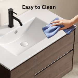 English Elm 36inch Ceramic Vanity Top Oval Basin Cultured Marble Glossy White Overflow Included W3402P324608