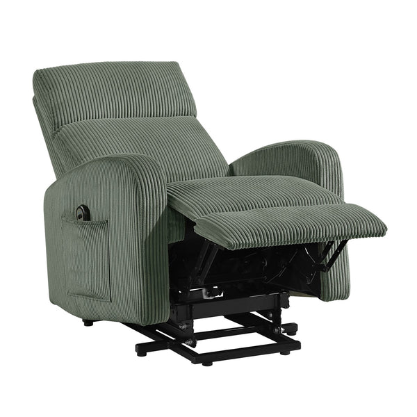 English Elm Contemporary Power Lift Chair Recliner with Plush Corduroy, Foam-Over-Coil Support & Side Pocket Green 31 L x 29 W x 24 H B011P395831