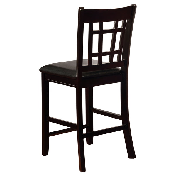 English Elm Danford Espresso Pedestal Counter Dining Set with Storage Base and Leatherette Stools B062S01104