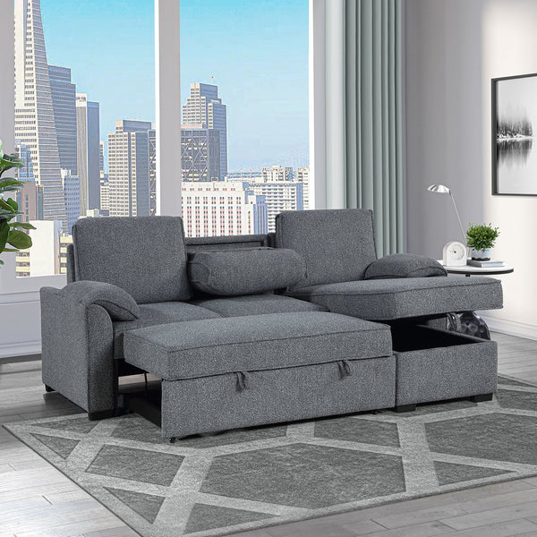 English Elm Rebecca Sleeper Sectional Sofa with Storage Chaise Usb Ports and Drop Down Table B201S00462
